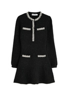 Self-portrait Crystal-embellished Cotton-blend Mini Dress Black