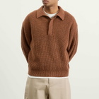 Sage Nation Men's Boxy Knit Polo in Speckled Rust