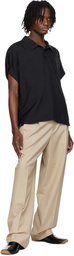 RECTO Beige Double Pleated Wide Trousers
