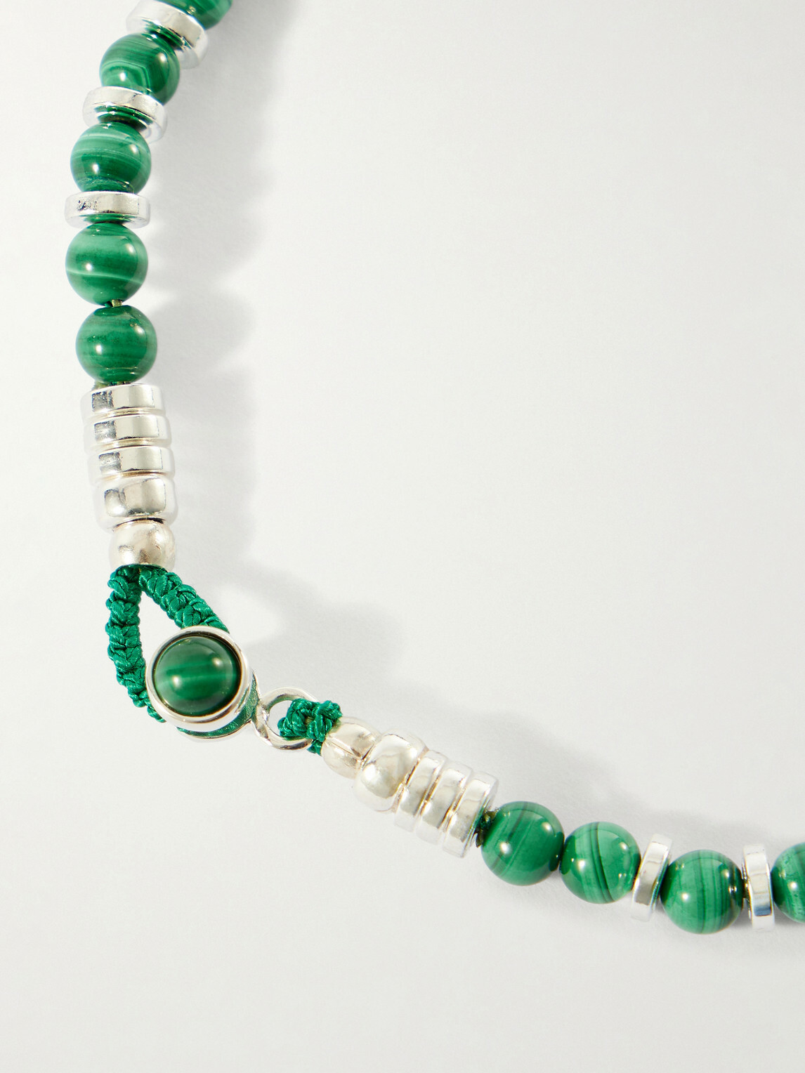 Mikia - Circle 4 Sterling Silver, Malachite and Hematite Beaded Bracelet - Green