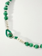 Mikia - Circle 4 Sterling Silver, Malachite and Hematite Beaded Bracelet - Green