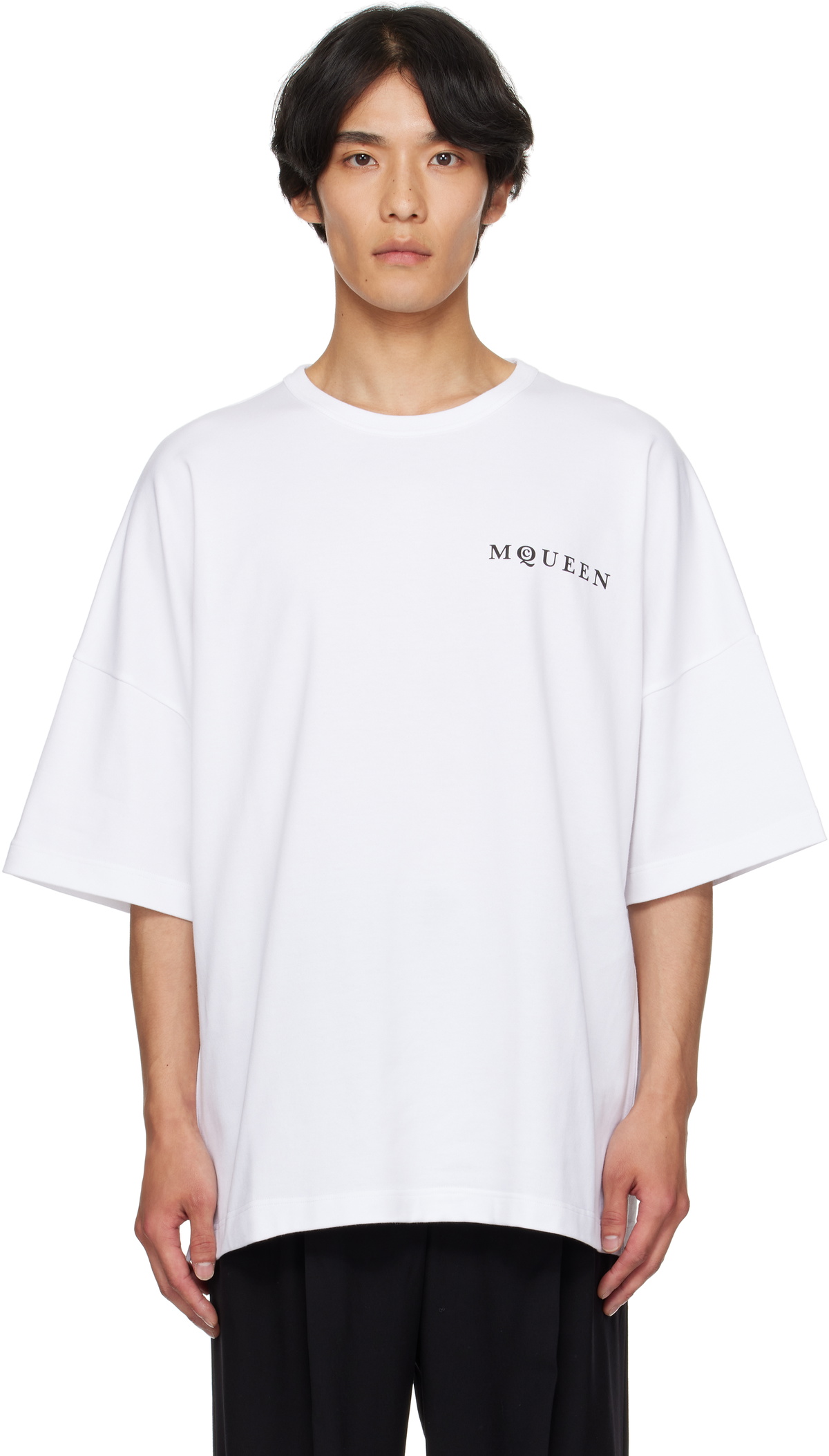 Alexander McQueen Men's Printed Orchid Shirt in White/Black