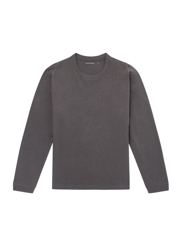 Photo: Portal - Root Organic Cotton and Hemp-Blend Jersey T-Shirt - Gray