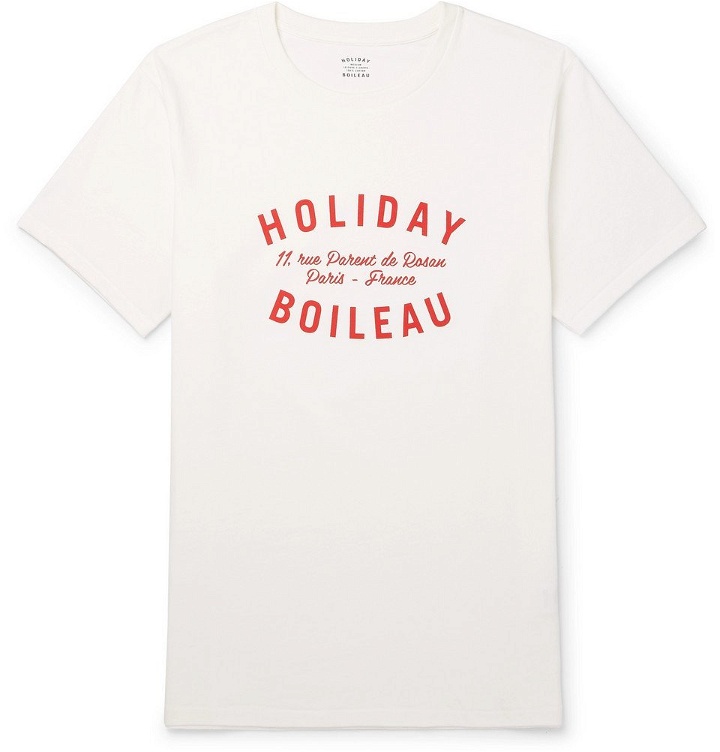 Photo: Holiday Boileau - Logo-Print Cotton-Jersey T-Shirt - Ivory