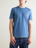 Brunello Cucinelli - Layered Logo-Embroidered Cotton-Jersey T-Shirt - Blue