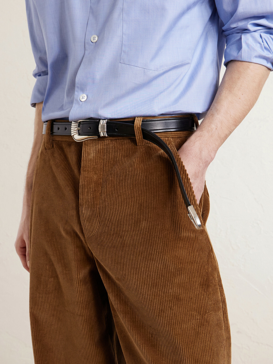 Monitaly - 2.5cm Leather Belt - Black
