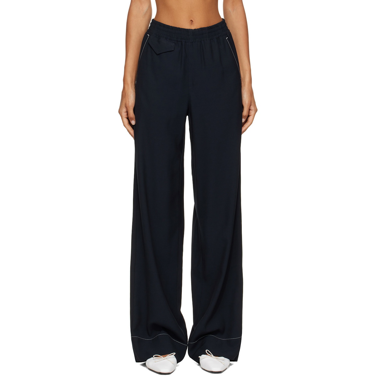 A.P.C. Navy Topstitched Trousers