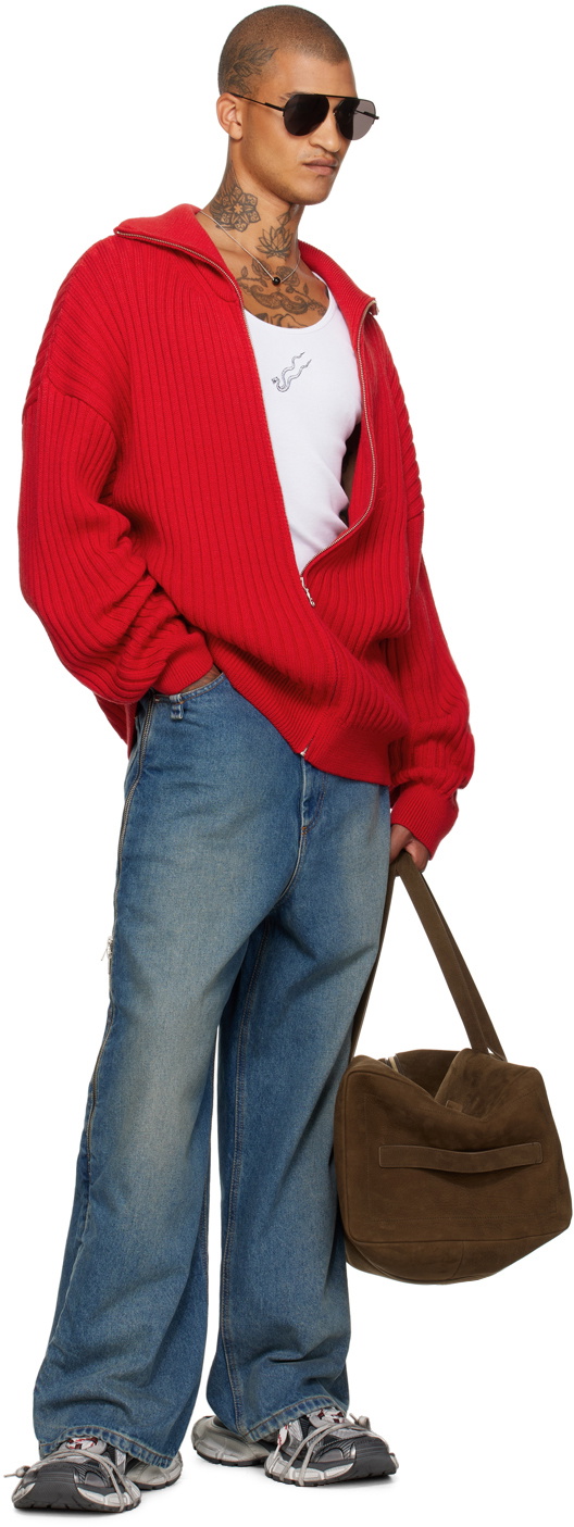 LU'U DAN Red Slacker Rib Sweater