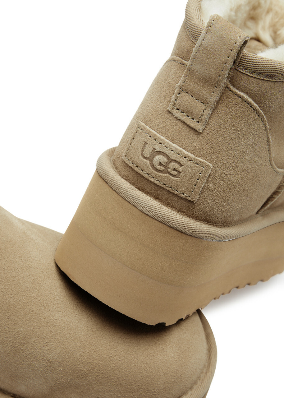Ugg Classic Ultra Mini Suede Flatform Boots Sand Ugg