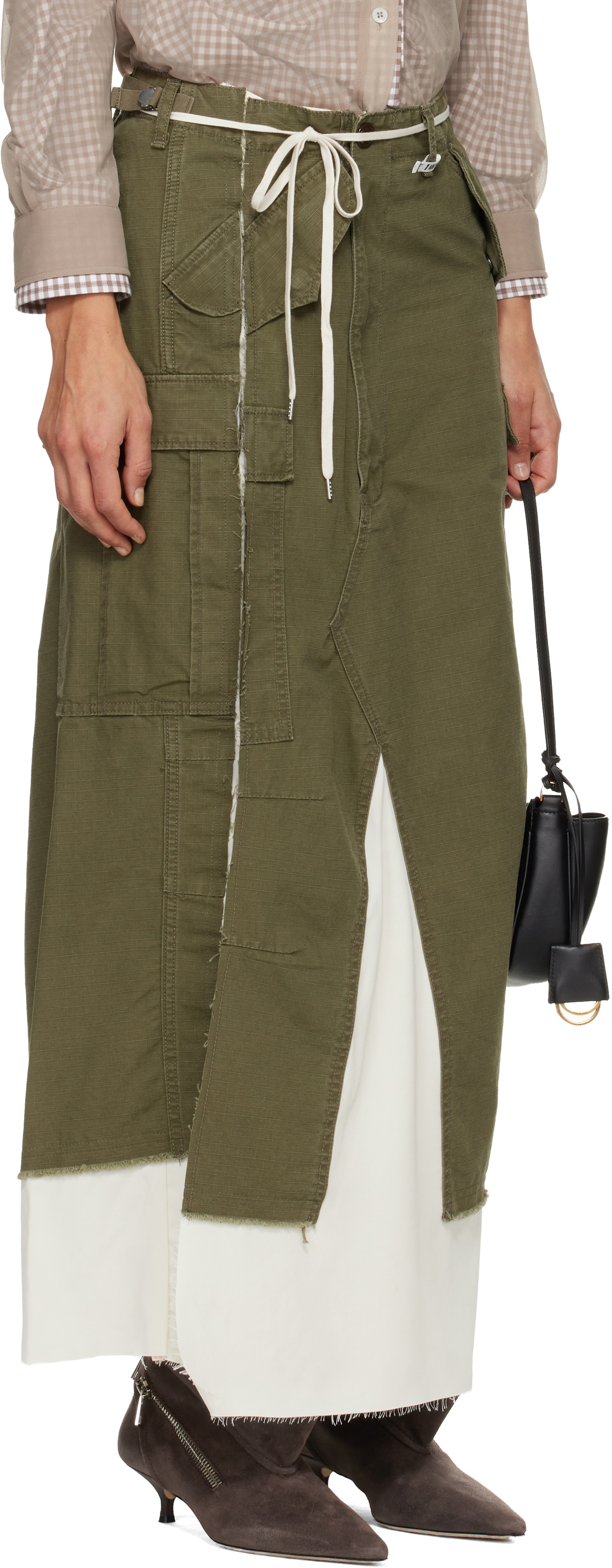 Maison MIHARA YASUHIRO Khaki Cargo Pants Pasted Midi Skirt