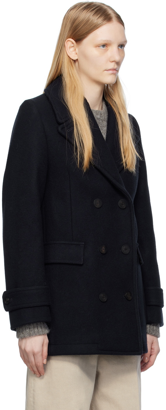 TOTEME Navy Double-Breasted Coat Toteme