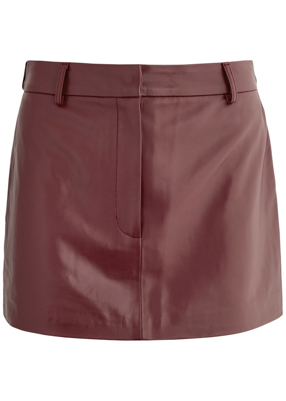 Photo: Aexae Leather Mini Skirt Dark Red