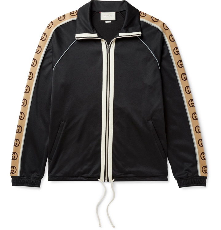 Photo: Gucci - Logo-Jacquard Webbing-Trimmed Tech-Jersey Track Jacket - Black