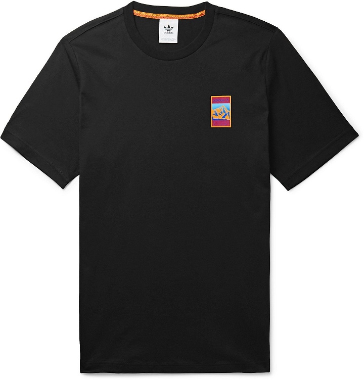 Photo: adidas Originals - Adiplore Logo-Print Cotton-Jersey T-Shirt - Black