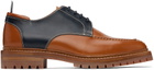 Thom Browne Navy & Tan Apron Stitch Derbys