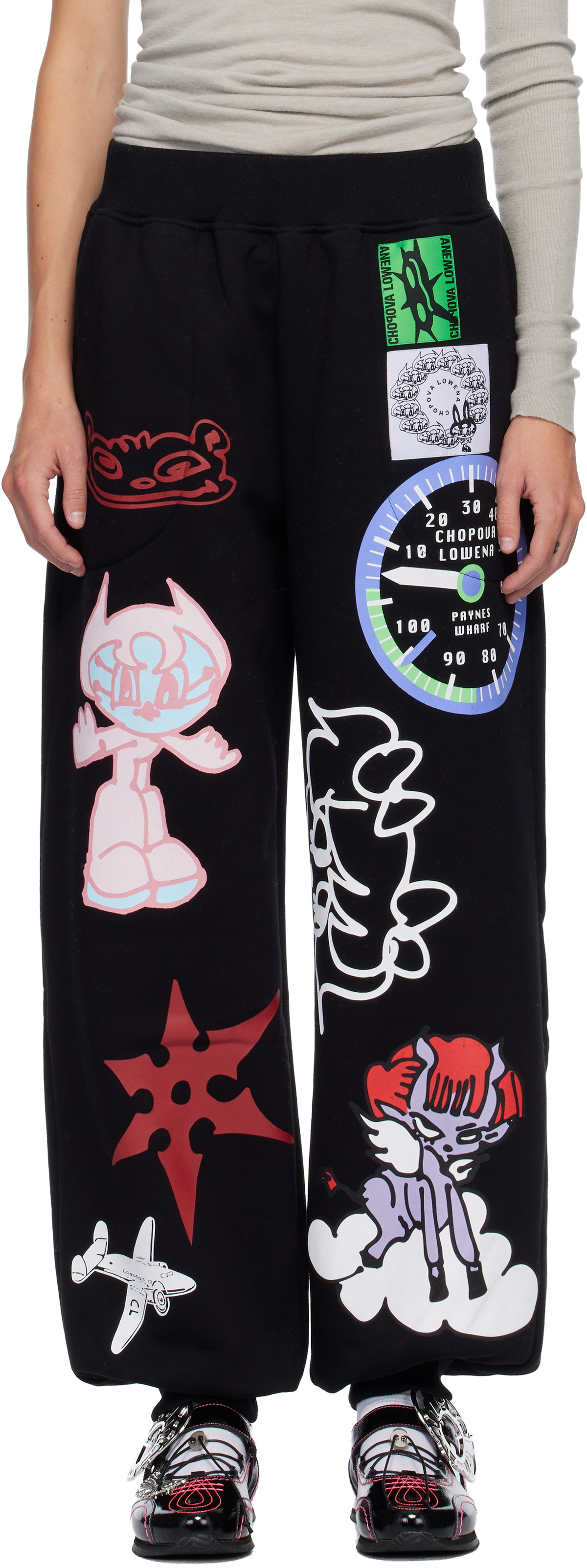 Chopova Lowena Black Flying High Sweatpants