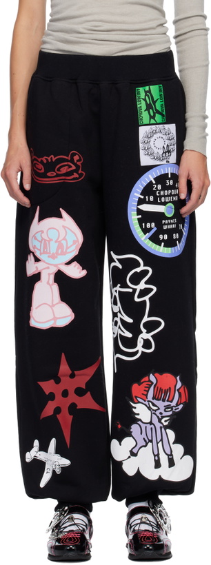 Photo: Chopova Lowena Black Flying High Sweatpants