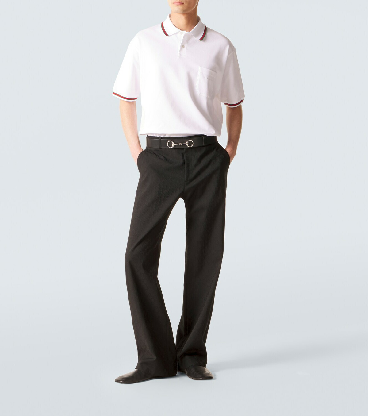 Gucci Web Stripe cotton-blend piqué polo shirt
