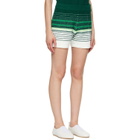 Casablanca Green & White Boucle Stripe Shorts