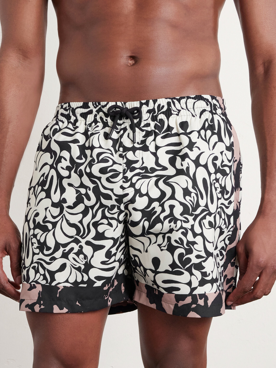 Dries Van Noten - Straight-Leg Mid-Length Printed Swim Shorts - Black