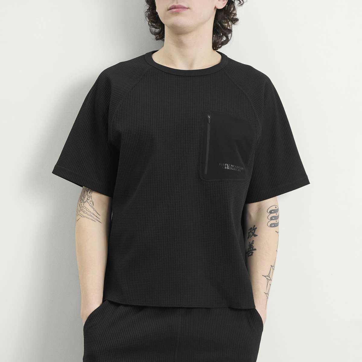 Purple Mountain Observatory Men's Waffle T-Shirt in Black