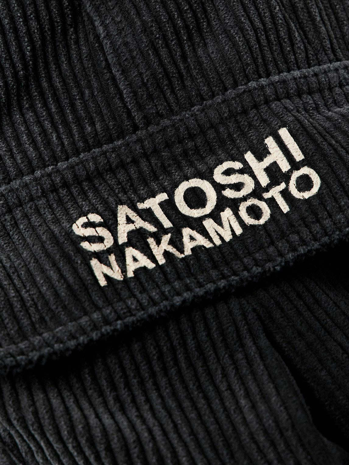 Satoshi Nakamoto - Staight-Leg Logo-Print Cotton-Corduroy Drawstring Shorts - Gray
