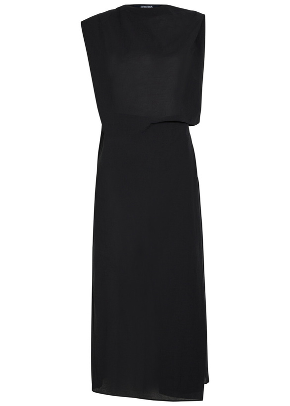 Photo: Jacquemus La Robe Drap Draped Cotton-blend Midi Dress Black