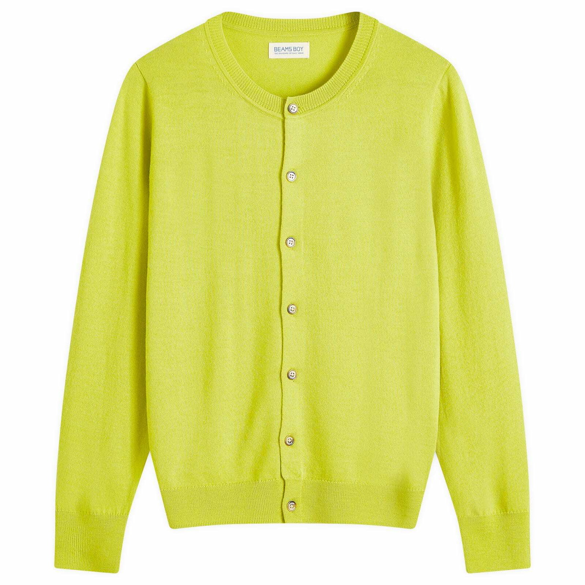 Beams Boy Women's Button Cardigan in Lime.Grn