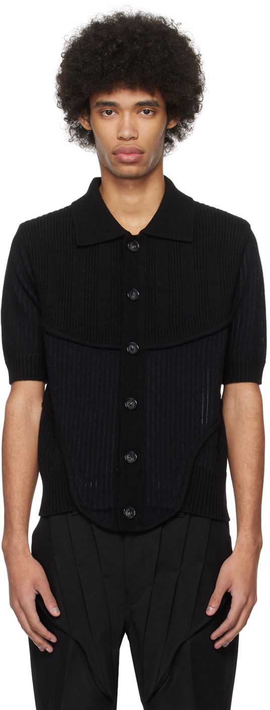 Juntae Kim Black & Blue Two-Tone Corset Cardigan Juntae Kim