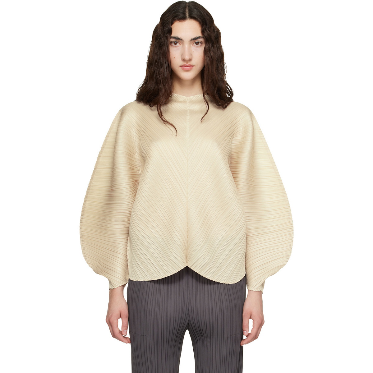 PLEATS PLEASE ISSEY MIYAKE Beige Coast Blouse