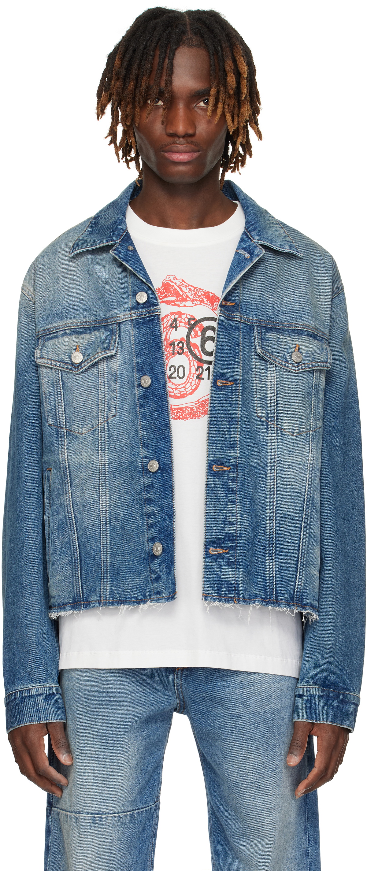MM6 Maison Margiela Blue Sports Denim Jacket MM6 Maison Margiela
