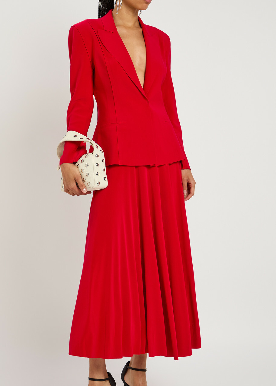 Norma Kamali Stretch-jersey Midi Skirt Red