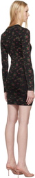 Alexander Wang Black Floral-Print Ribbed Cotton Minidress