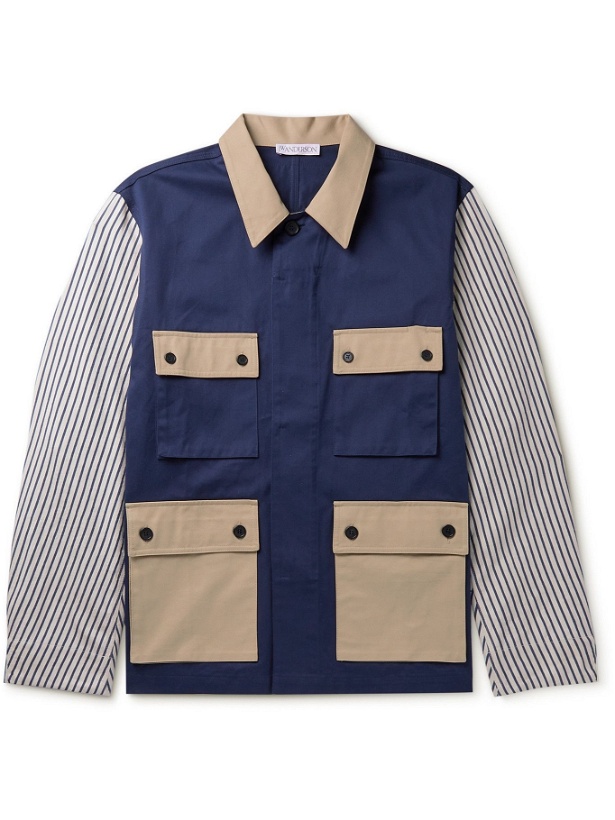 Photo: JW Anderson - Patchwork Striped Cotton Shirt Jacket - Blue