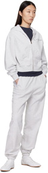 Sporty & Rich Gray 'NY Health Club' Cropped Zip Sports Hoodie