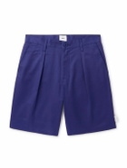 WTAPS - Straight-Leg Pleated Cotton-Twill Shorts - Blue