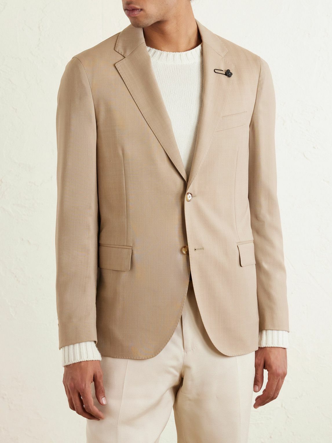 Lardini - Embellished Virgin Wool Suit Jacket - Neutrals