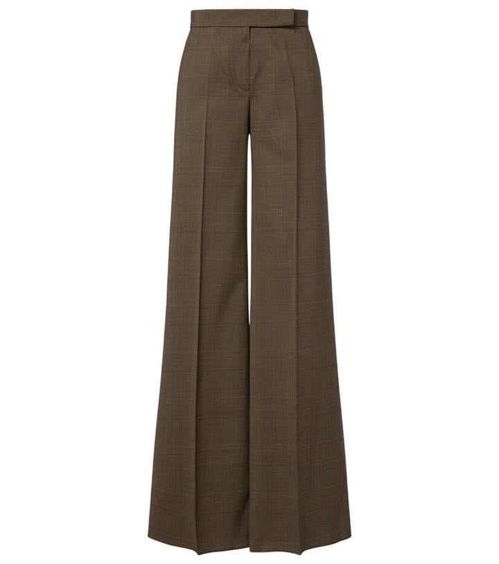 Photo: Max Mara Checked virgin wool wide-leg pants