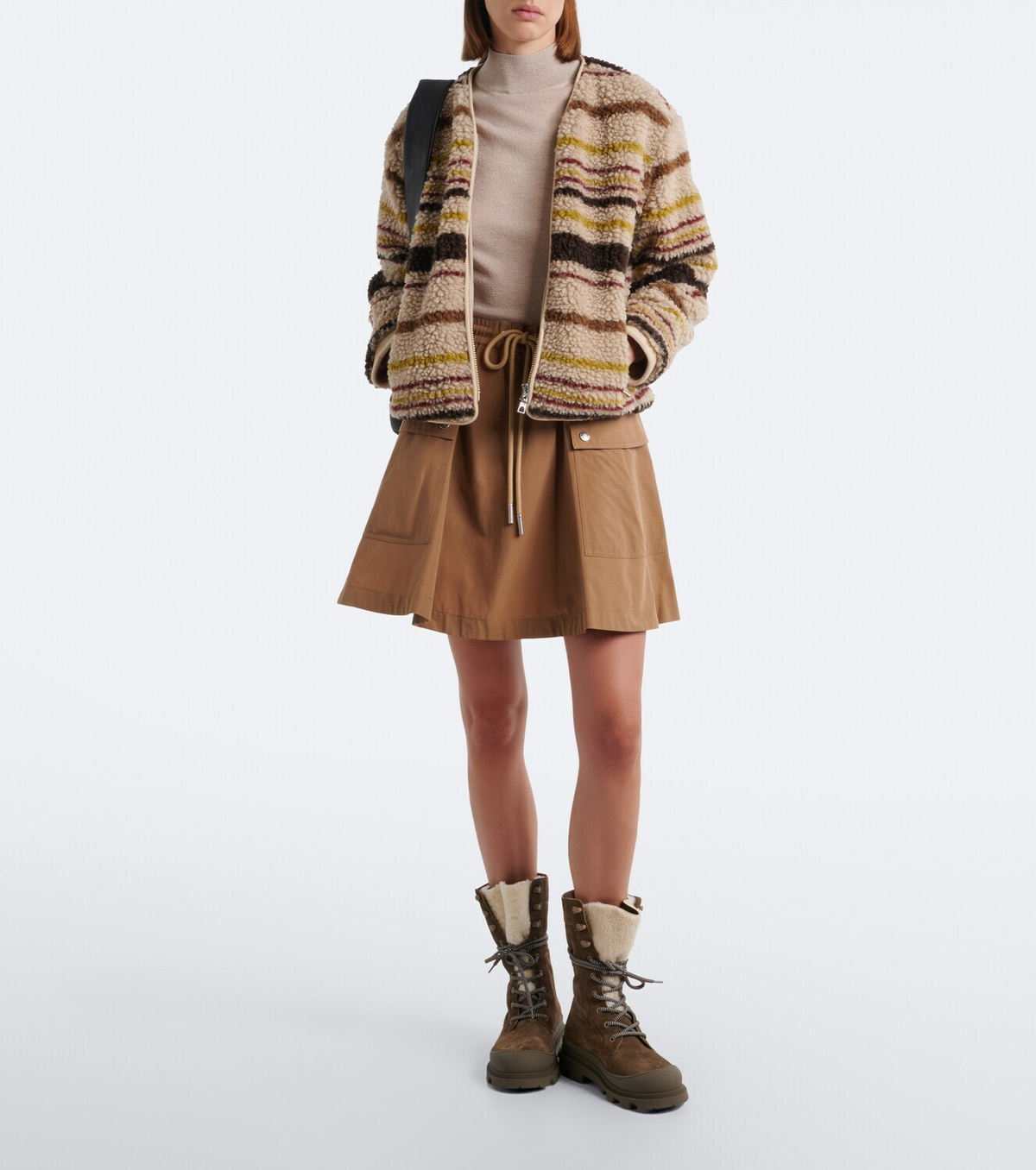Moncler Vera shearling-trimmed suede lace-up boots