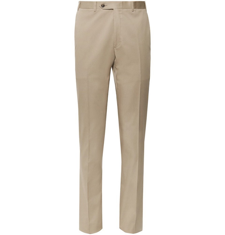 Photo: Canali - Dark-Beige Kei Slim-Fit Tapered Stretch-Cotton Twill Suit Trousers - Beige