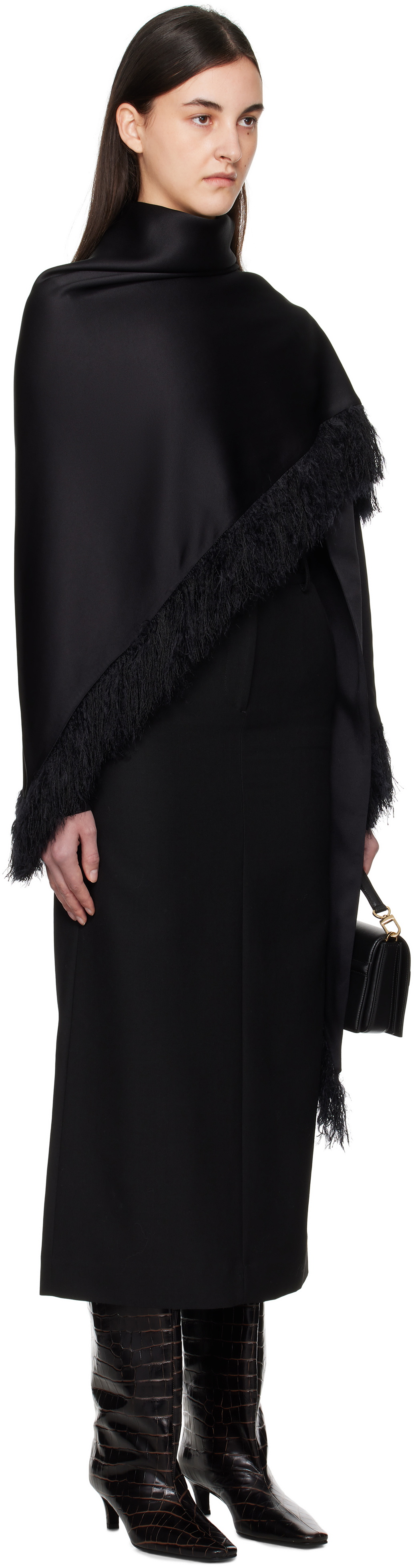 TOTEME Black Fringe Scarf Toteme