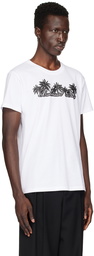 Balmain White Palm Tree 'Balmain' Signature Print T-Shirt