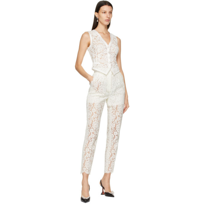 Dolce and Gabbana Off-White Lace Trousers
