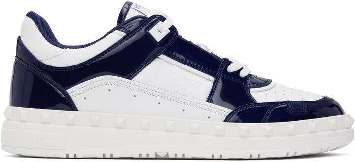 Photo: Valentino Garavani White & Navy Freedots Low Top Sneakers