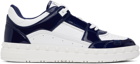 Valentino Garavani White & Navy Freedots Low Top Sneakers