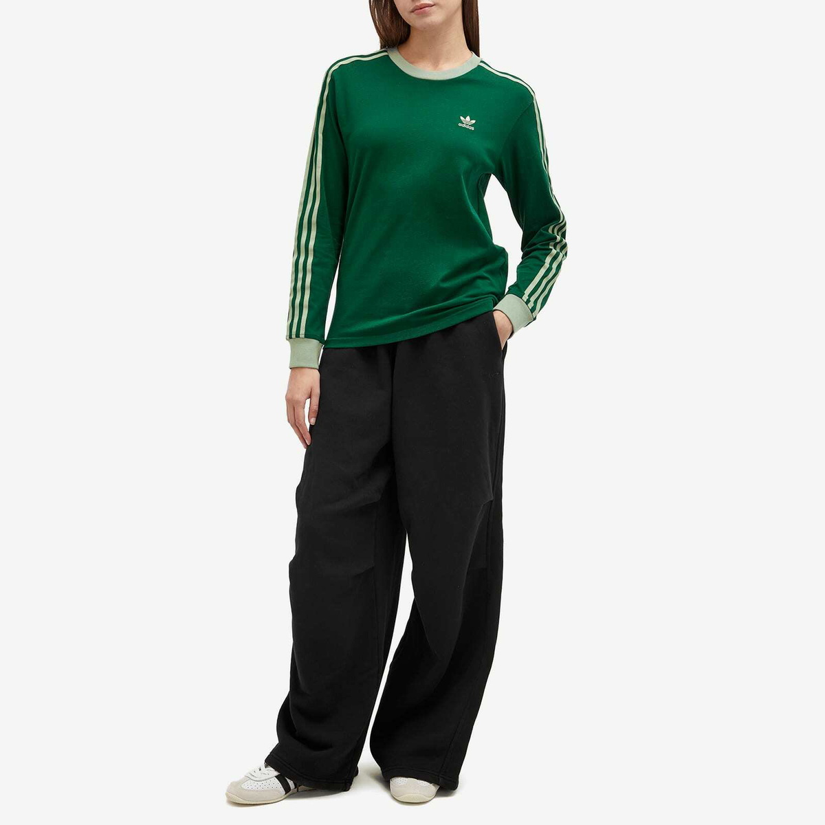 売れ筋商品|||アディダスオリジナルス Tシャツ レディース トップス REGULAR - Long sleeved top - collegiate green adidas Originals STRIPES - Long sleeved top - collegiate