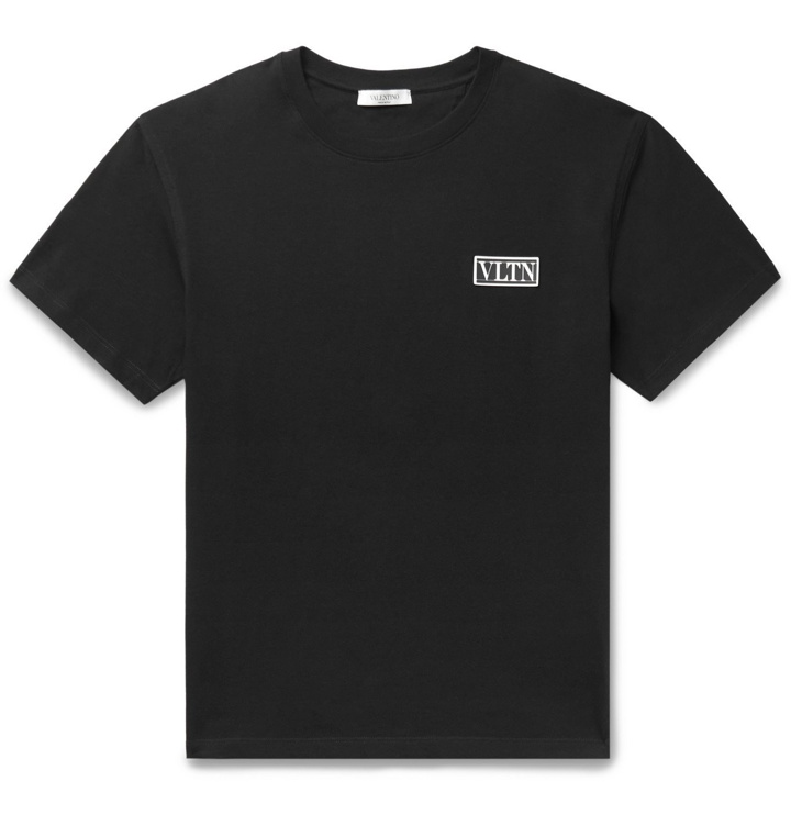 Photo: VALENTINO - Logo-Appliquéd Cotton-Jersey T-Shirt - Black