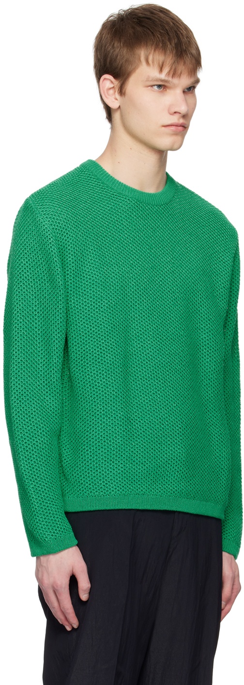 Solid Homme Green Open Work Sweater Solid Homme