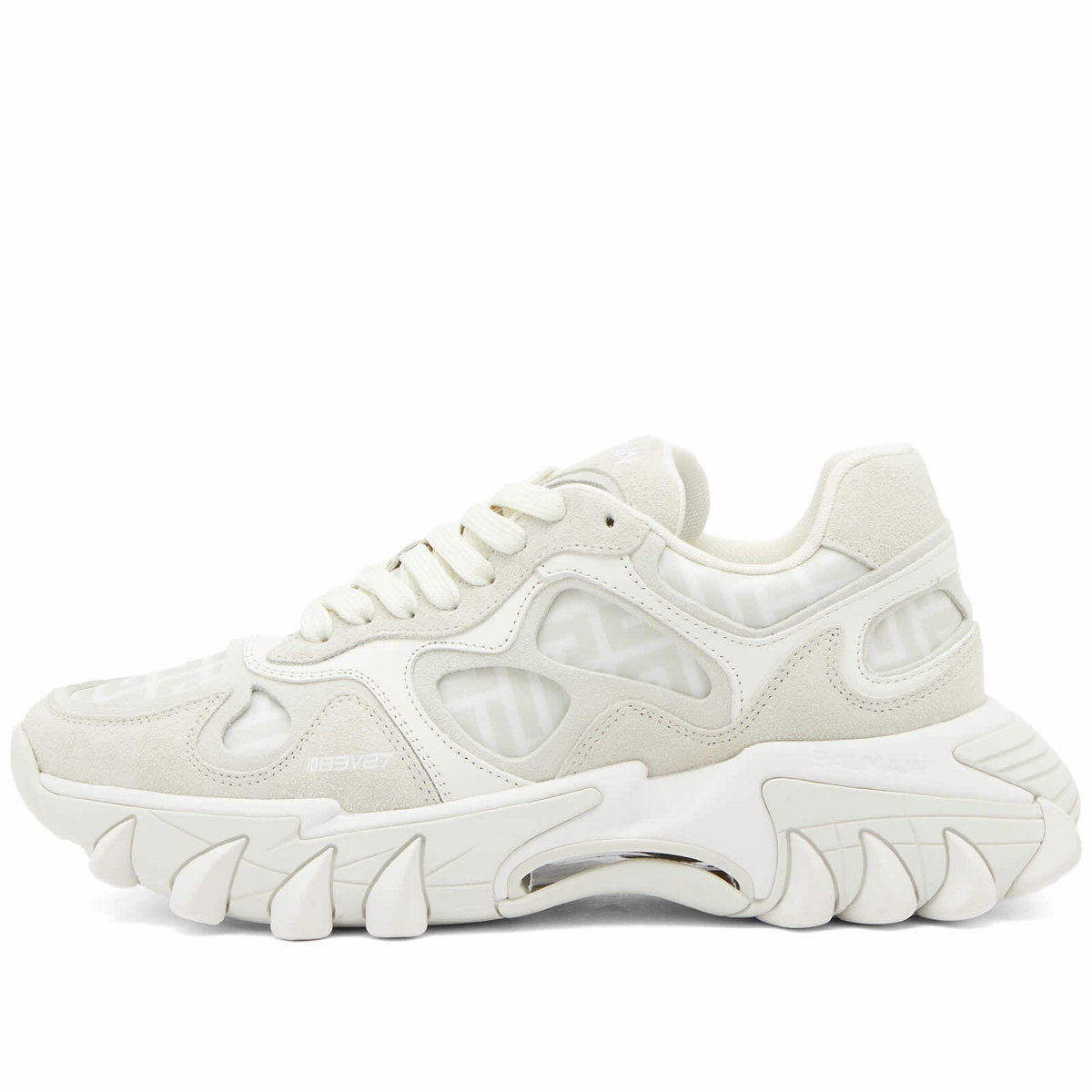 Balmain Women's B-East Suede Monogram Sneakers in Beige Balmain Balmain Women's B-East Suede Monogram Sneakers in Beige Balmain