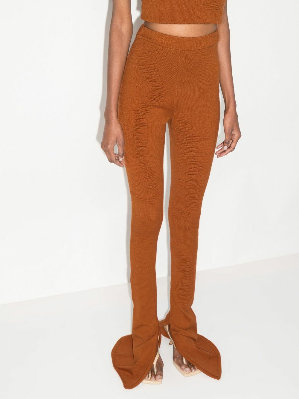 Selasi X Browns Focus Brown Muscle Flared Knitted Leggings